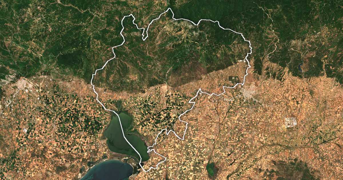 Satellitenbild mit eingezeichneter Grenze: Iasmos