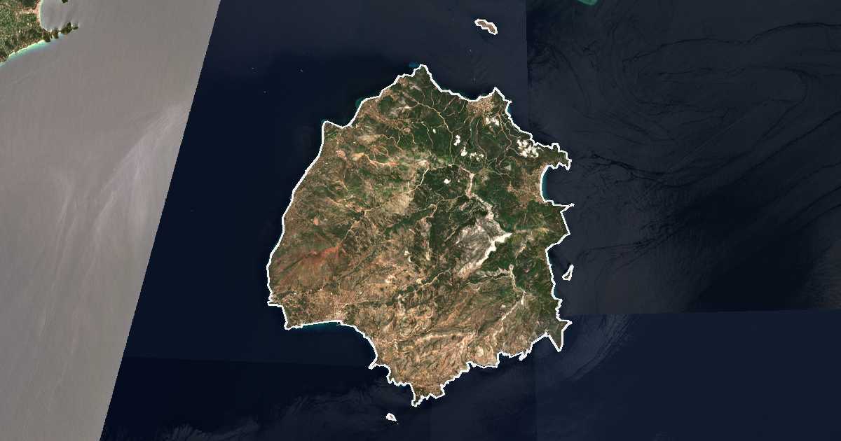 Satellitenbild mit eingezeichneter Grenze: Perifereiakí Enótita Thásou