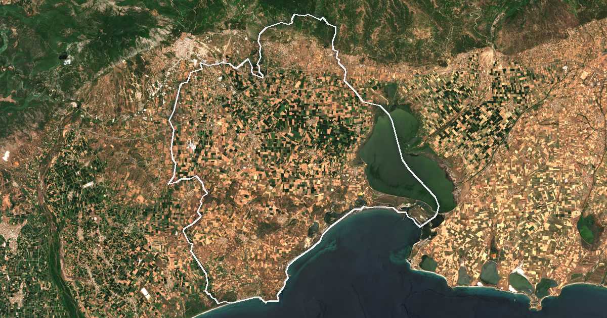 Satellitenbild mit eingezeichneter Grenze: Avdira