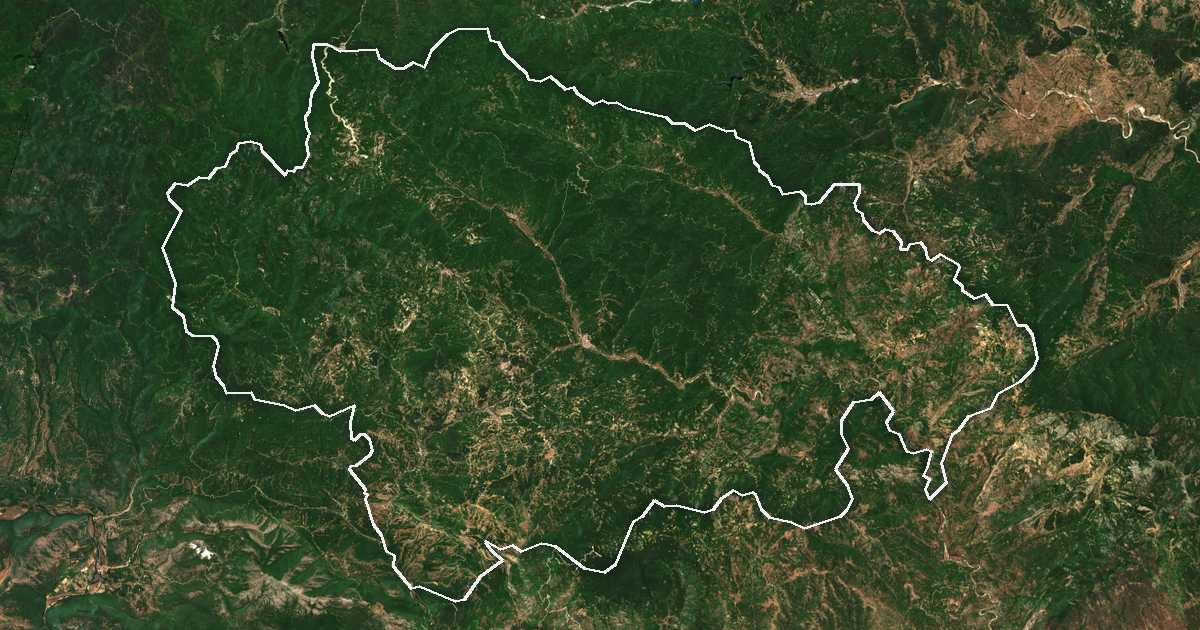 Satellitenbild mit eingezeichneter Grenze: Myki