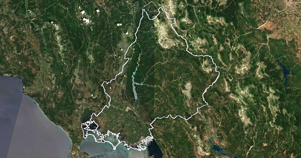 Satellitenbild mit eingezeichneter Grenze: Arta