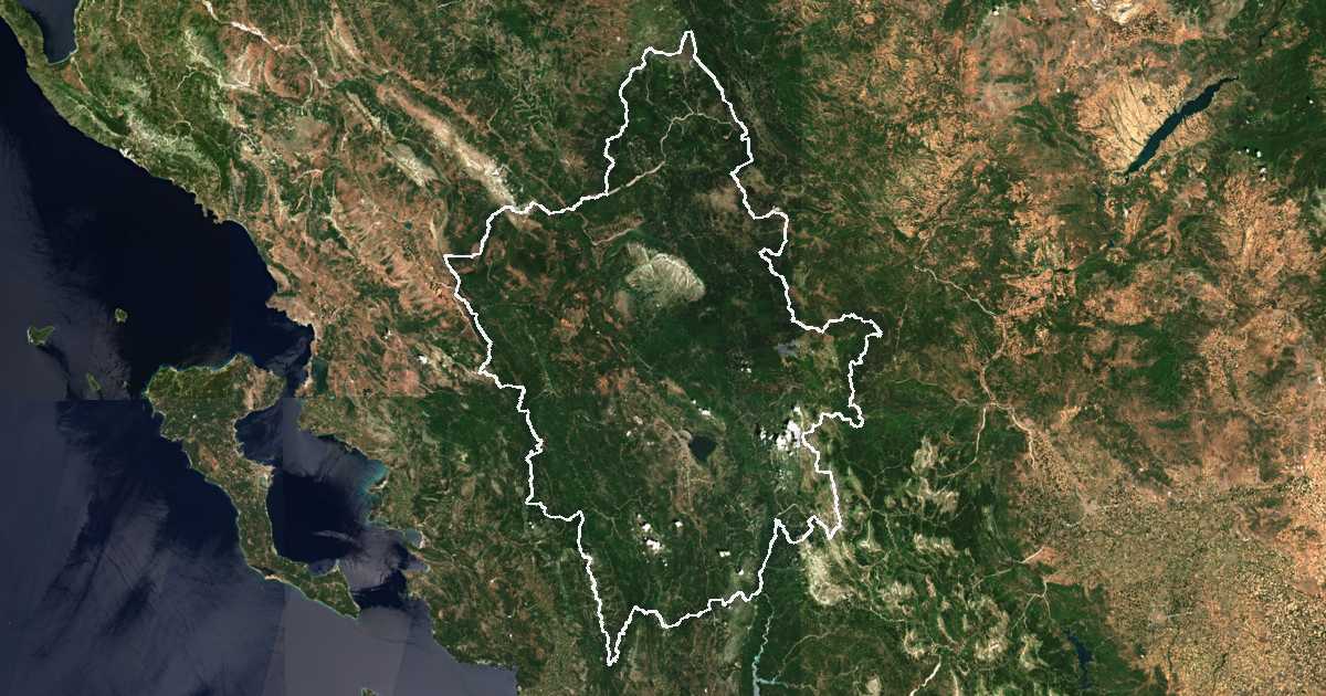 Satellitenbild mit eingezeichneter Grenze: Ioannina