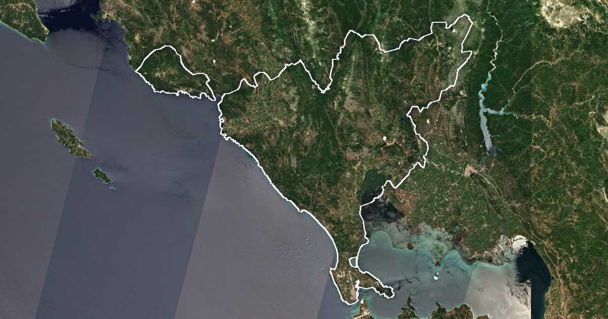 Satellitenbild mit eingezeichneter Grenze: Preveza