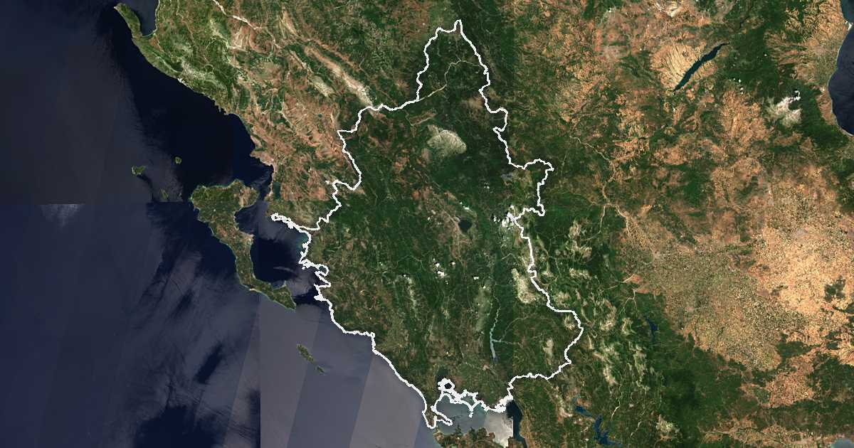 Satellitenbild mit eingezeichneter Grenze: Epirus