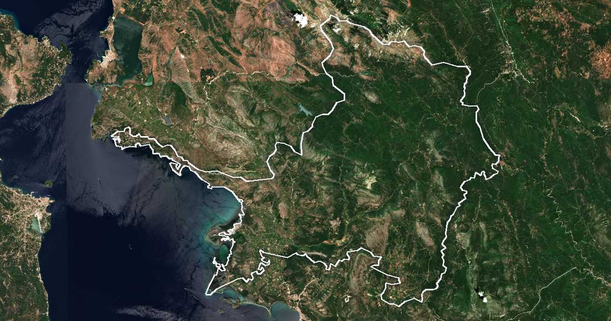 Satellitenbild mit eingezeichneter Grenze: Filiates
