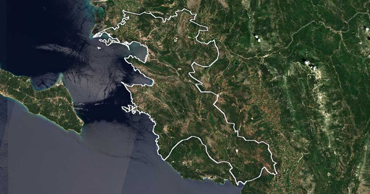 Satellitenbild mit eingezeichneter Grenze: Igoumenitsa (Gemeinde)