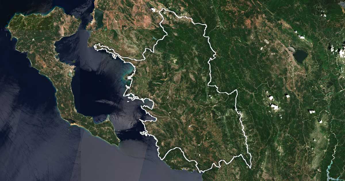 Satellitenbild mit eingezeichneter Grenze: Thesprotia