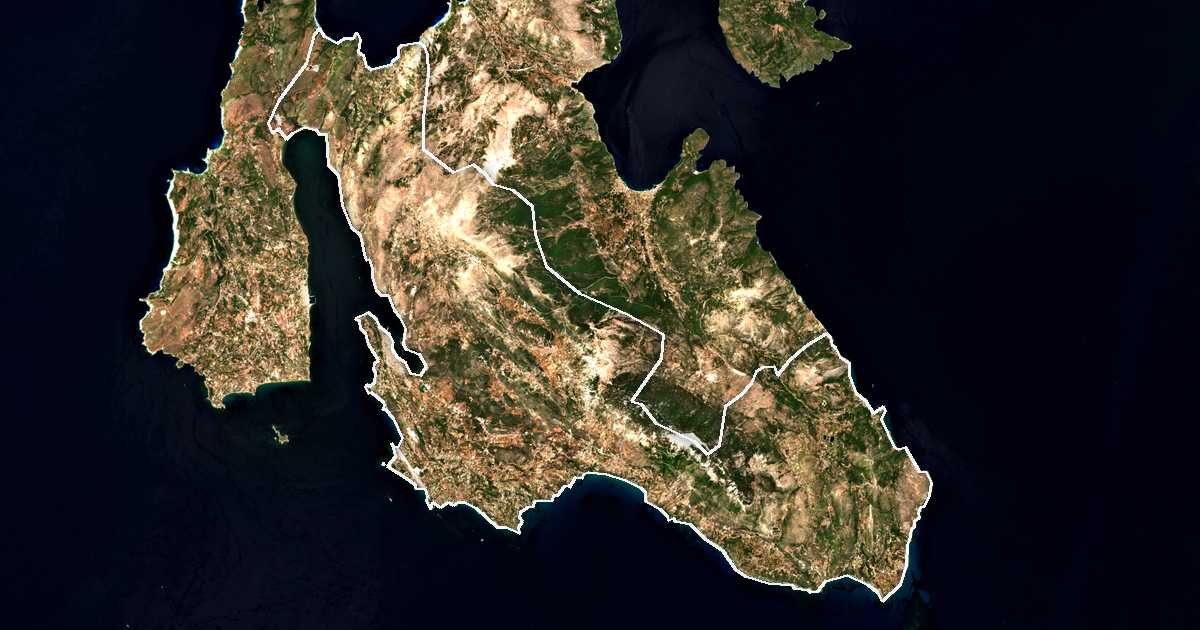 Satellitenbild mit eingezeichneter Grenze: Argostoli
