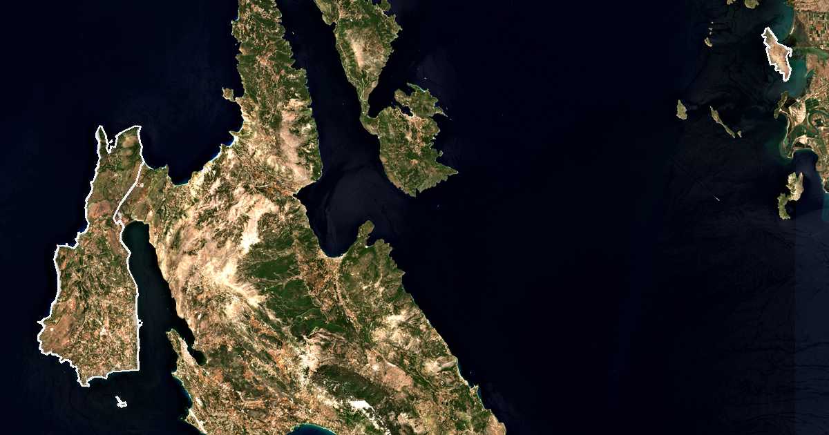 Satellitenbild mit eingezeichneter Grenze: Dímos Lixouríou