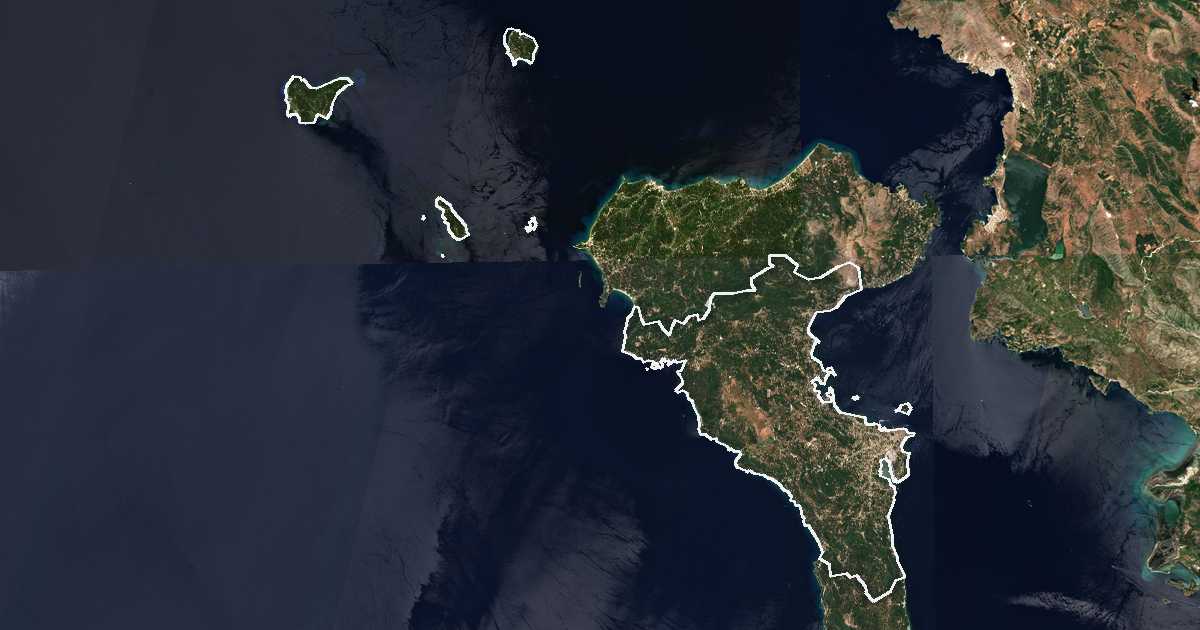 Satellitenbild mit eingezeichneter Grenze: Kendriki Kerkyra ke Diapondia Nisia