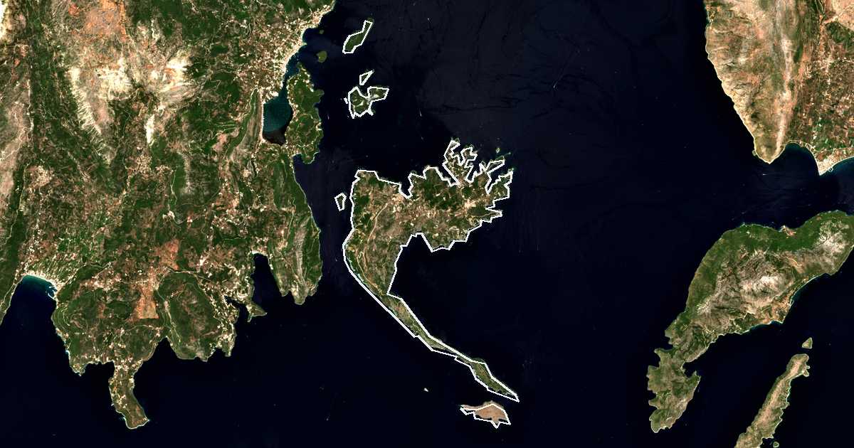 Satellitenbild mit eingezeichneter Grenze: Meganisi