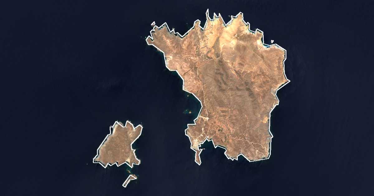 Satellitenbild mit eingezeichneter Grenze: Psara