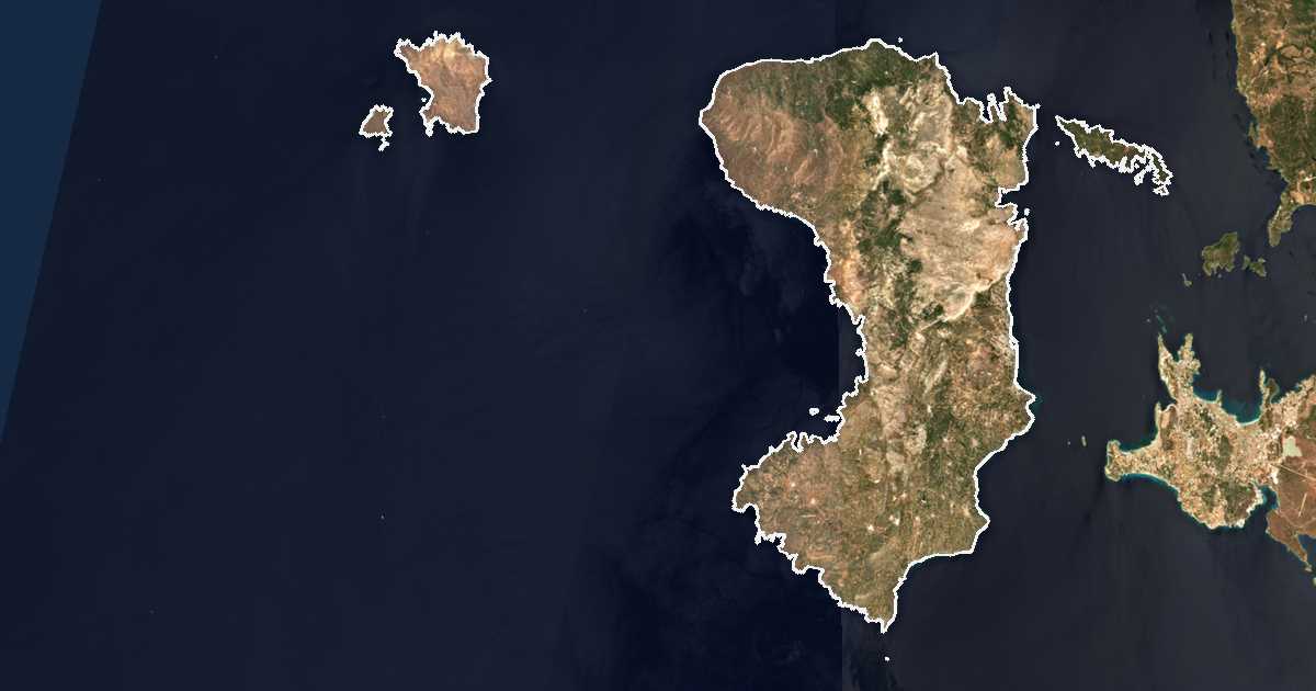 Satellitenbild mit eingezeichneter Grenze: Chios