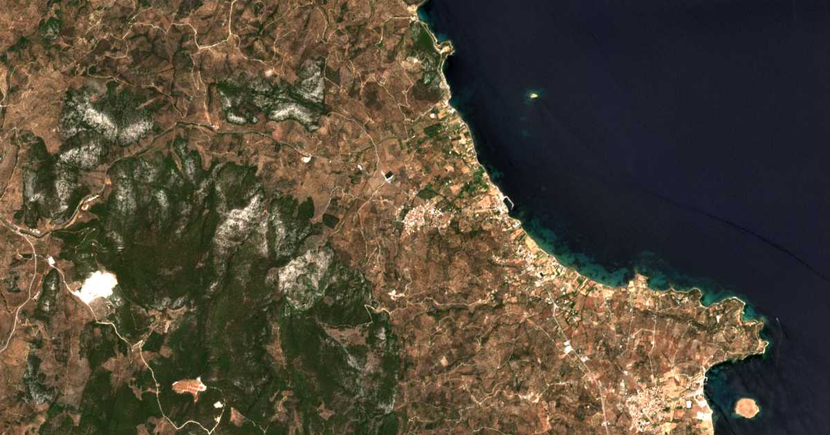 Satellitenkarte von Loutrópolis Thermís