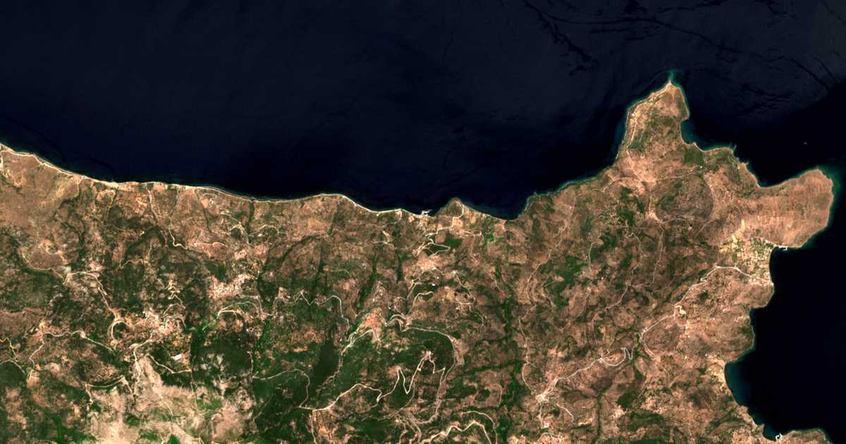 Satellitenkarte von Skála Sykaminéas