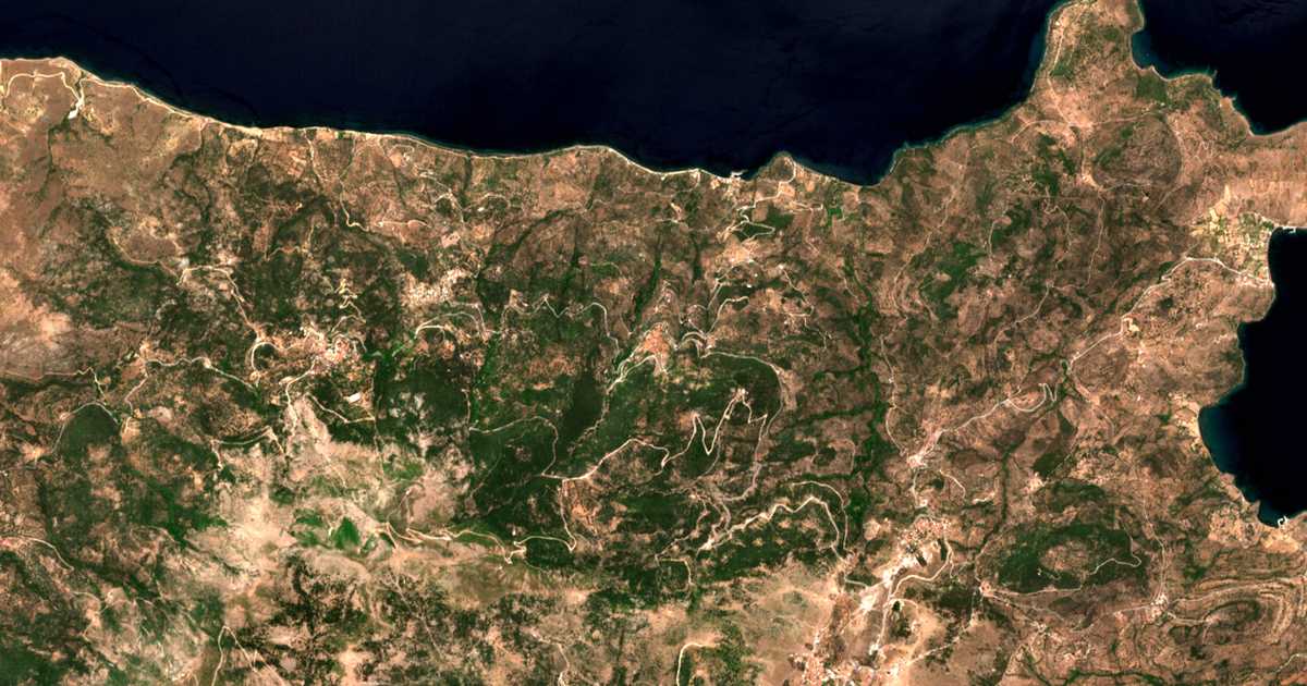 Satellitenkarte von Sykaminéa
