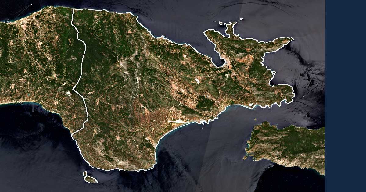 Satellitenbild mit eingezeichneter Grenze: Anatoliki Samos