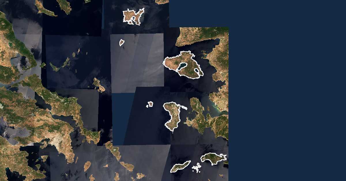 Satellitenbild mit eingezeichneter Grenze: Nördliche Ägäis