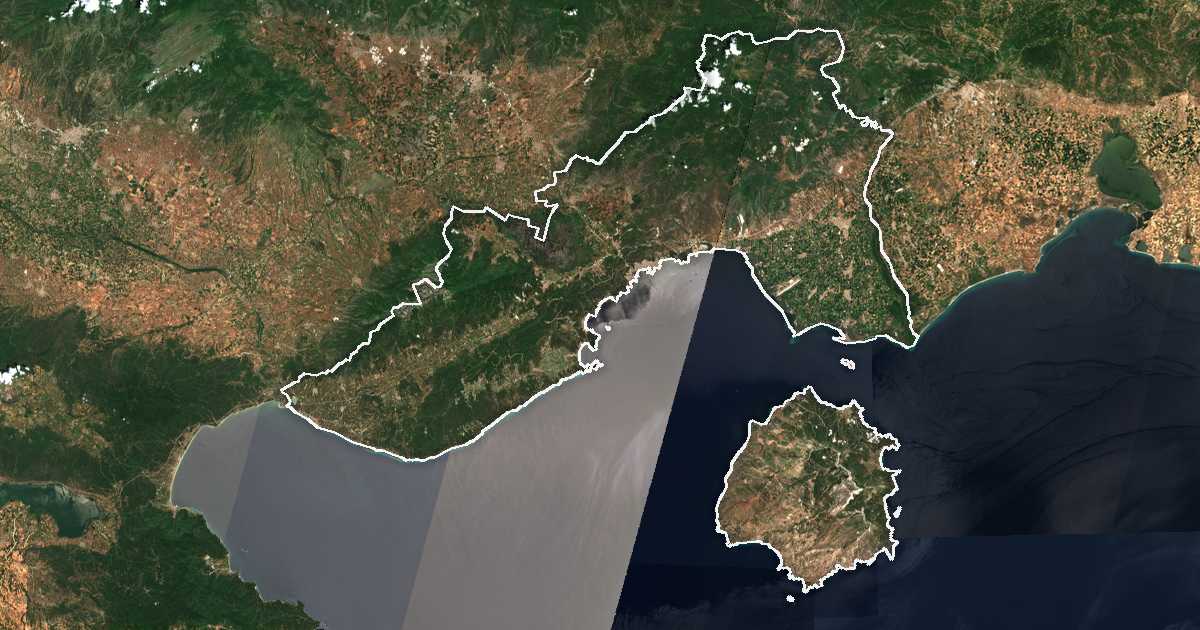 Satellitenkarte von Nomós Kaválas kai Thásou