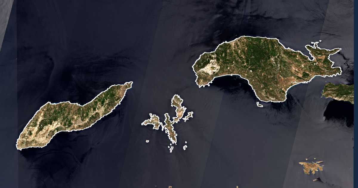 Satellitenkarte von Nomós Sámou kai Ikarías