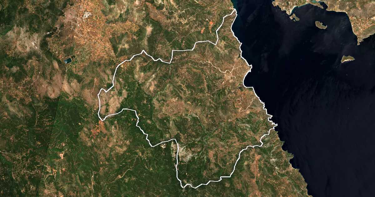 Satellitenbild mit eingezeichneter Grenze: Voria Kynouria