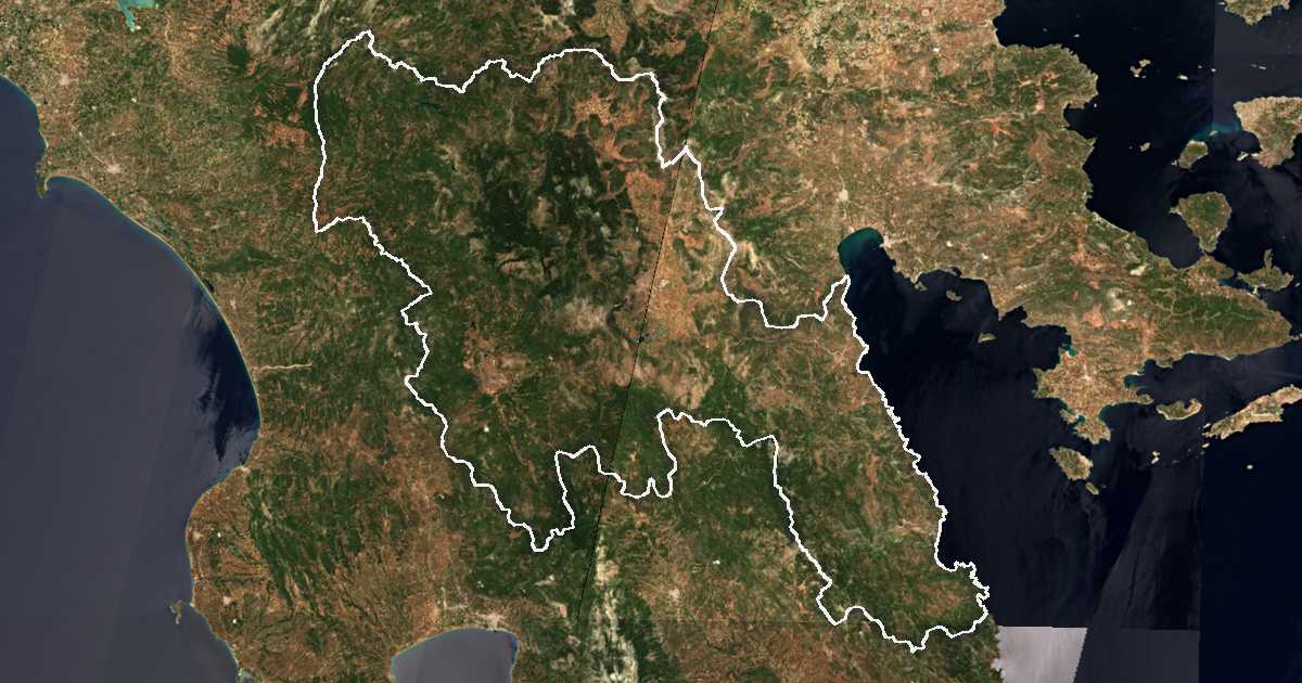 Satellitenbild mit eingezeichneter Grenze: Arkadien