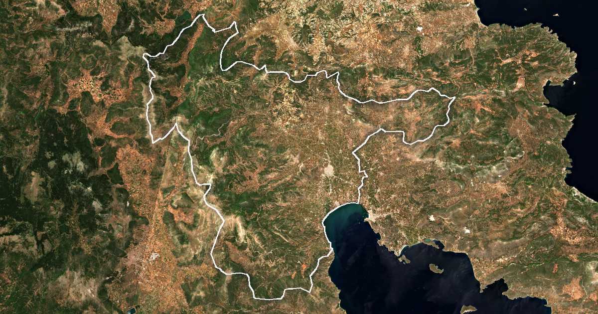 Satellitenbild mit eingezeichneter Grenze: Argos-Mykene