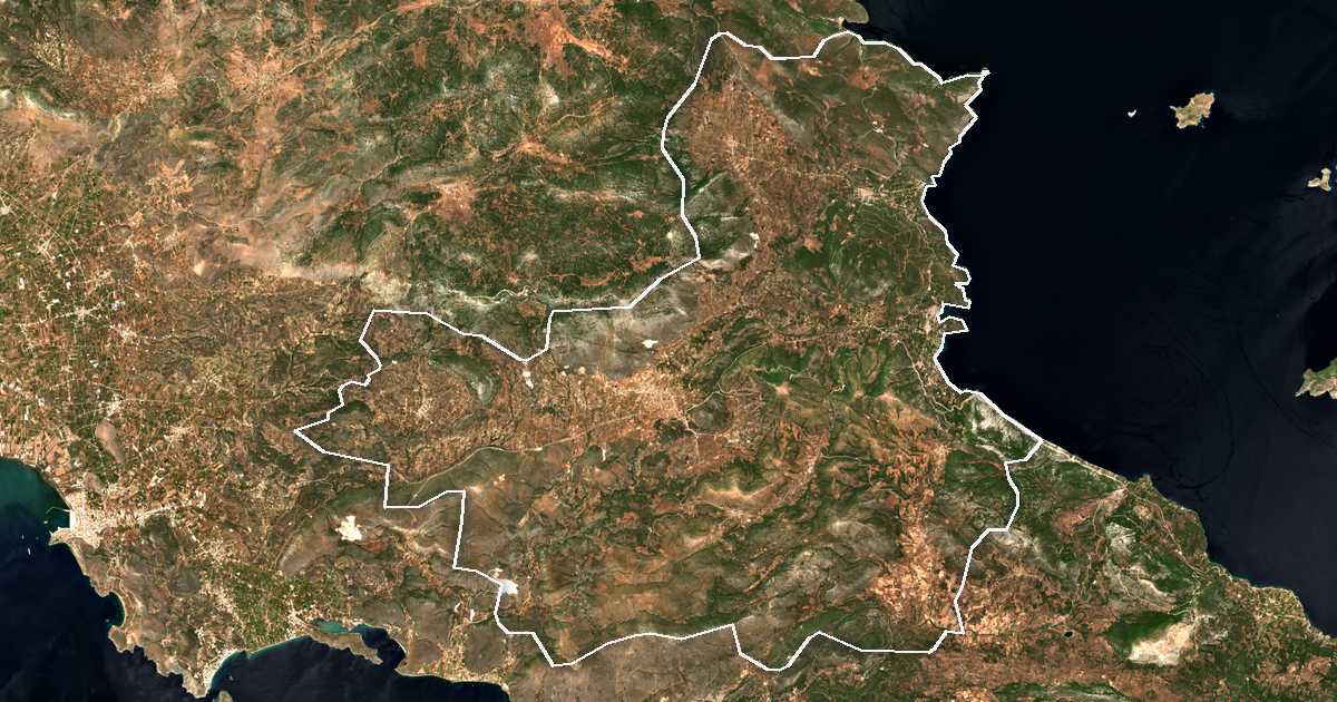Satellitenbild mit eingezeichneter Grenze: Epidavros