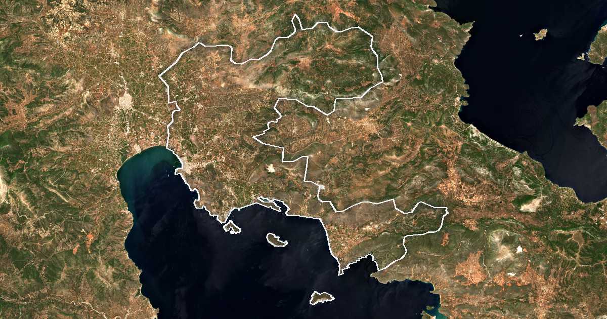 Satellitenbild mit eingezeichneter Grenze: Nafplio