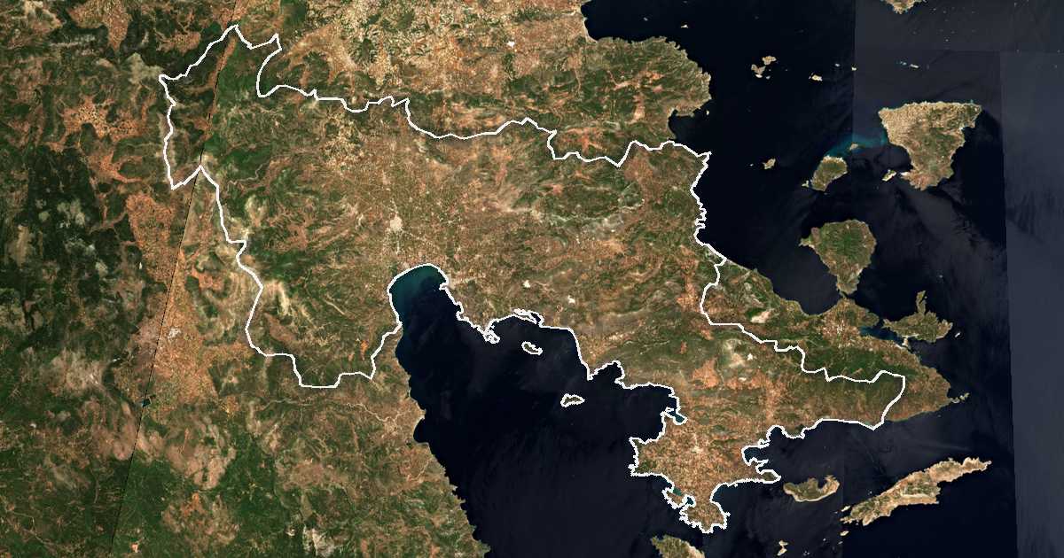 Satellitenbild mit eingezeichneter Grenze: Argolis
