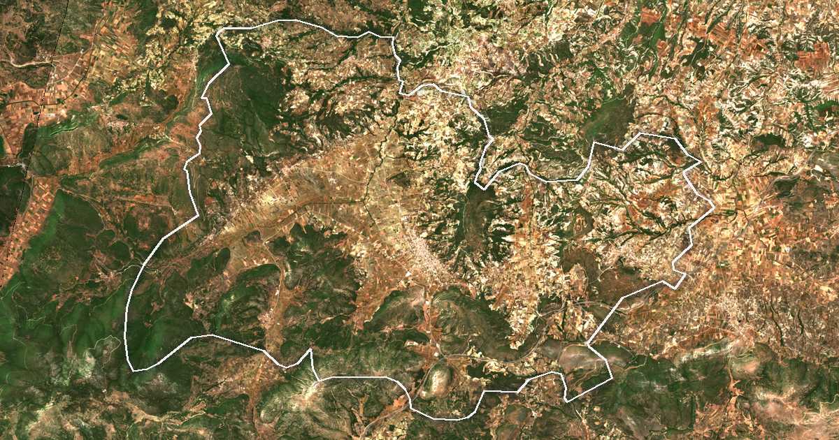 Satellitenbild mit eingezeichneter Grenze: Nemea