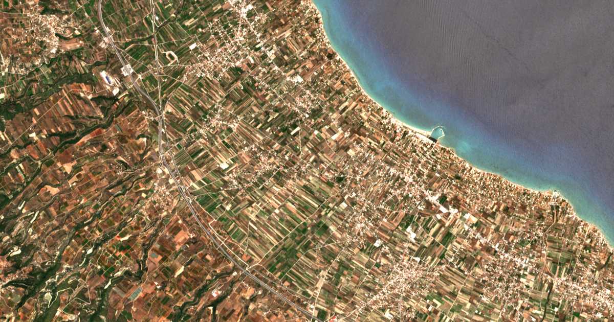Satellitenkarte von Evangelístria