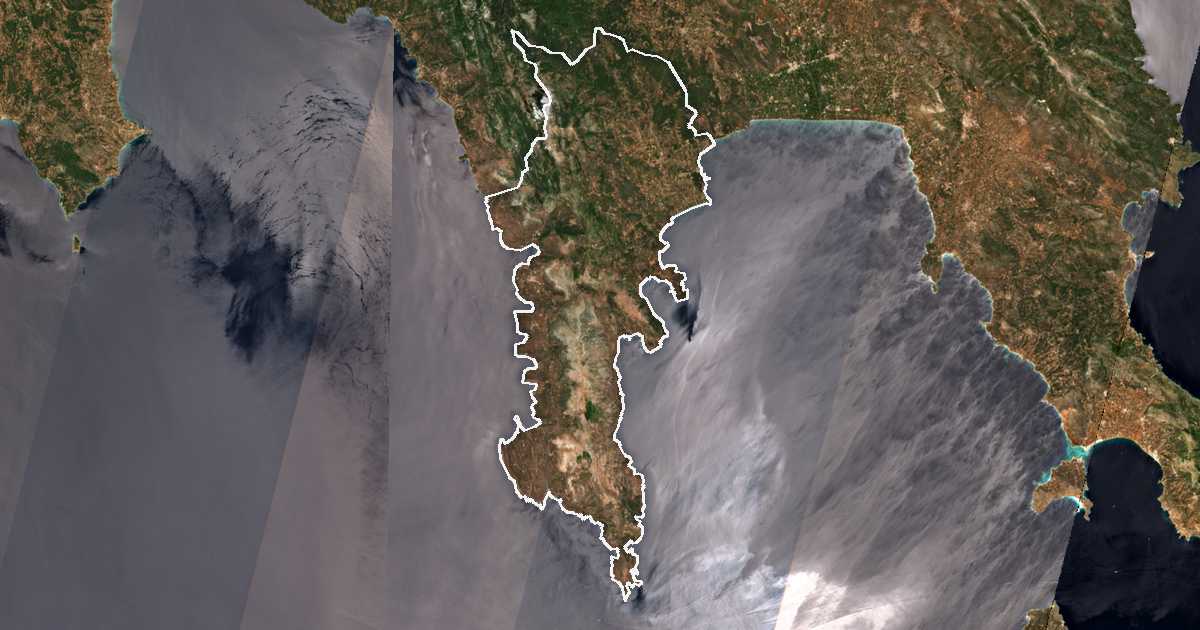 Satellitenbild mit eingezeichneter Grenze: Anatoliki Mani