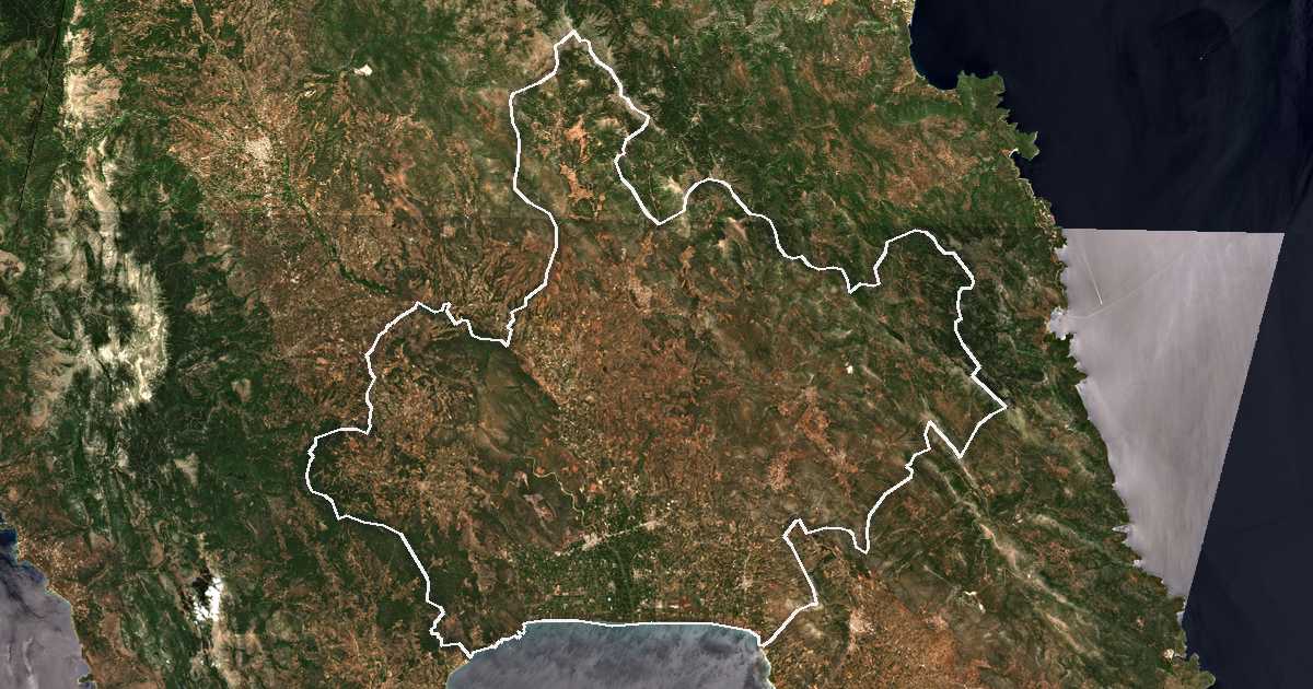 Satellitenbild mit eingezeichneter Grenze: Evrotas