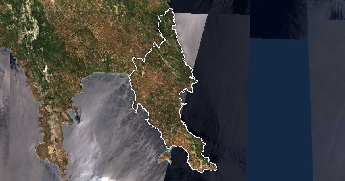 Satellitenbild mit eingezeichneter Grenze: Dímos Monemvasiás