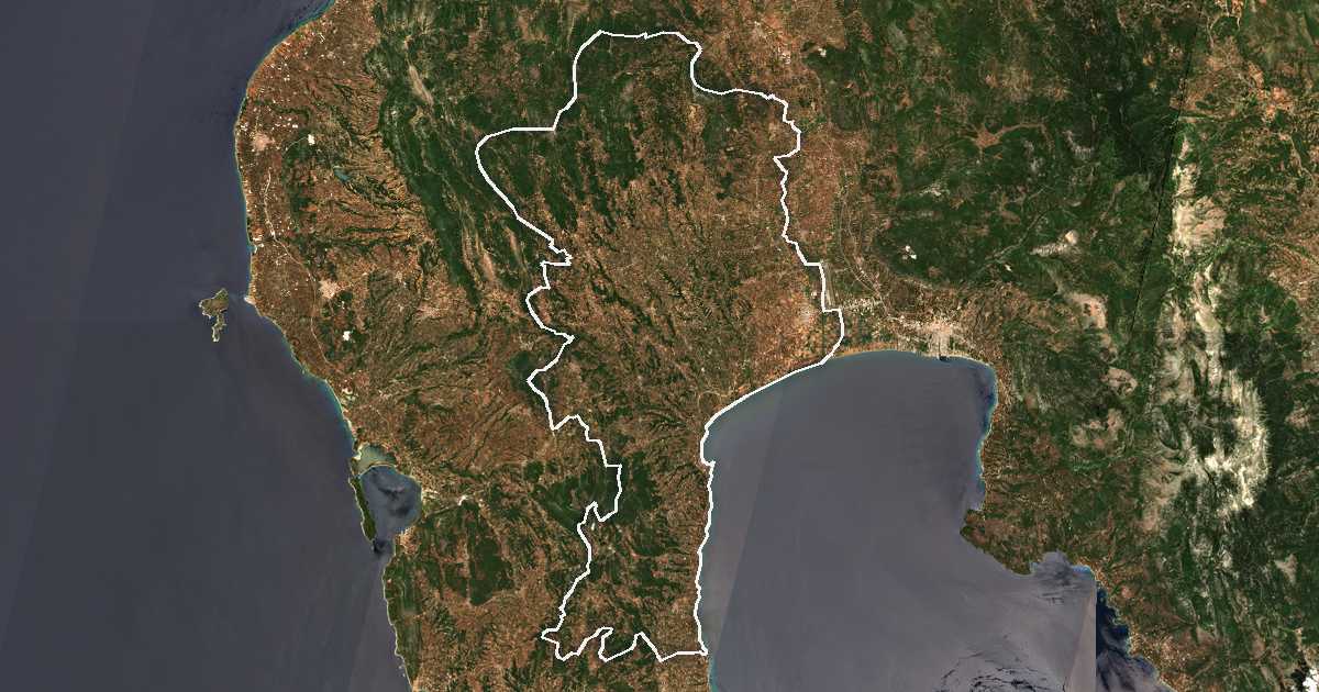 Satellitenbild mit eingezeichneter Grenze: Messini