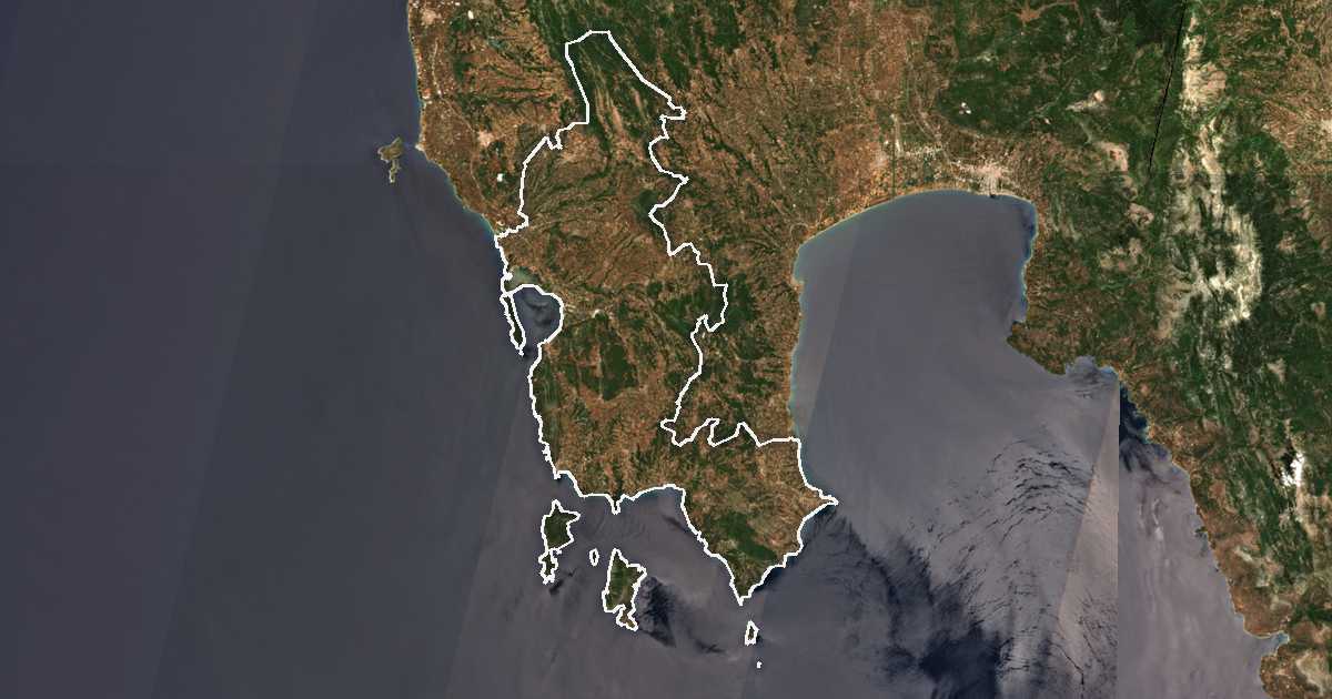 Satellitenbild mit eingezeichneter Grenze: Pylos-Nestor