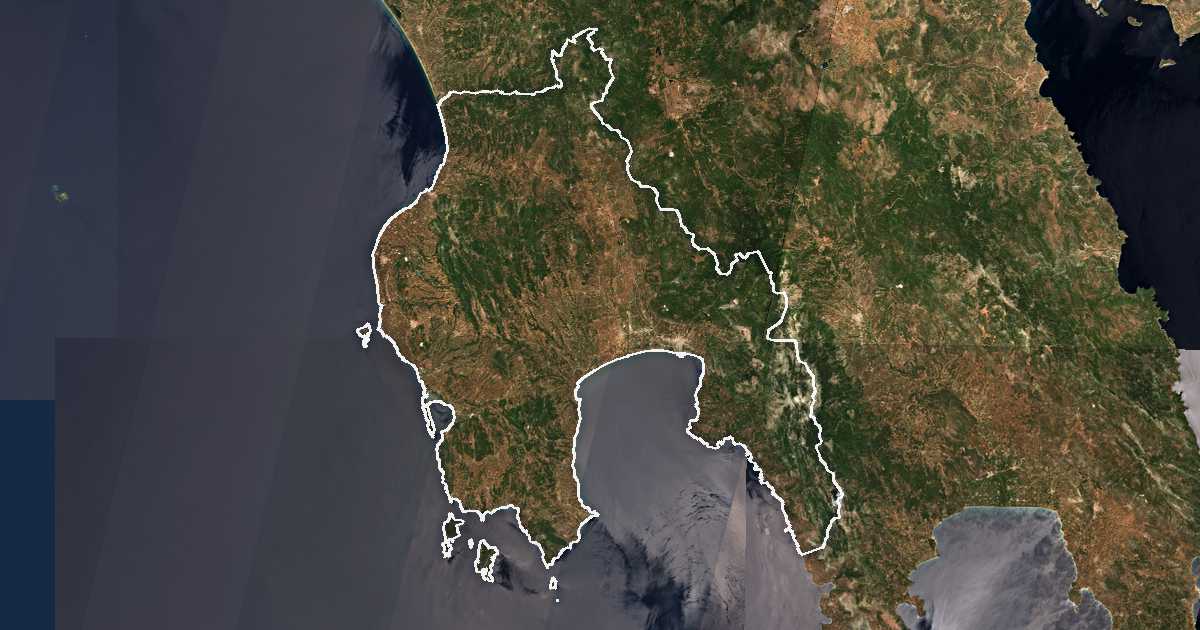 Satellitenbild mit eingezeichneter Grenze: Messenien
