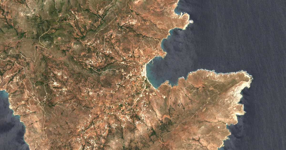Satellitenkarte von Órmos Korthíou