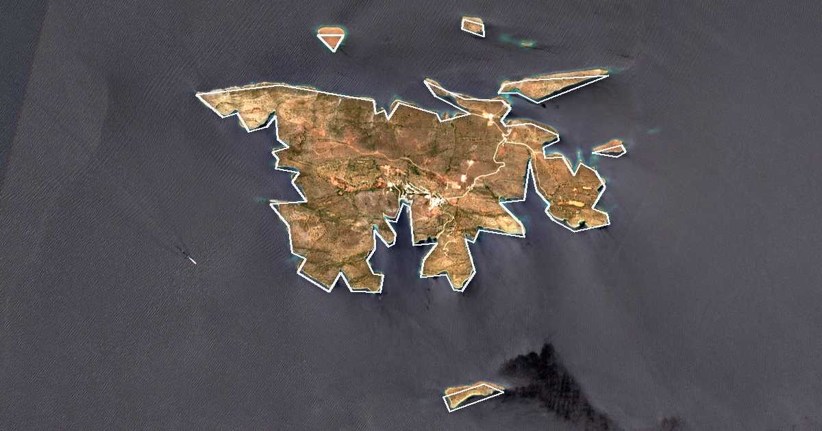 Satellitenbild mit eingezeichneter Grenze: Dímos Agathonisíou