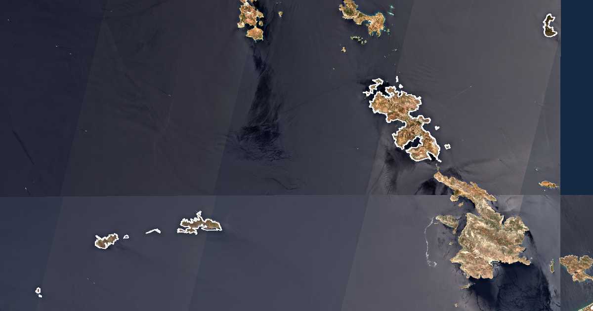 Satellitenbild mit eingezeichneter Grenze: Leros