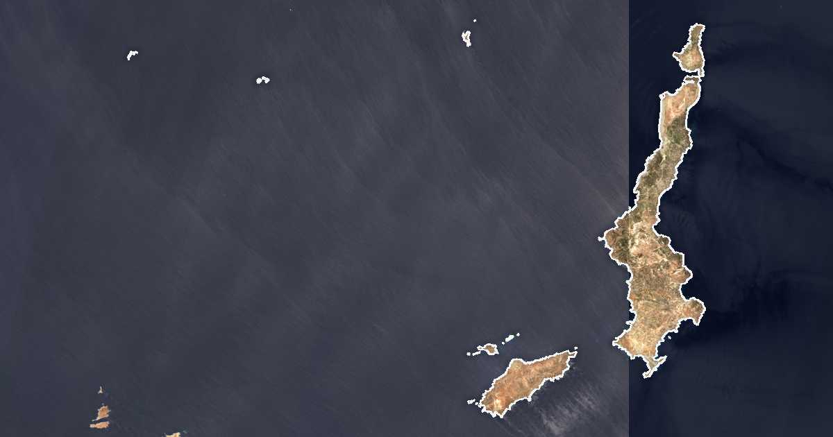 Satellitenbild mit eingezeichneter Grenze: Karpathos-Kasos