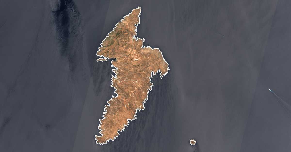 Satellitenbild mit eingezeichneter Grenze: Kythnos