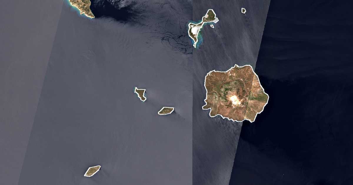 Satellitenbild mit eingezeichneter Grenze: Nisyros