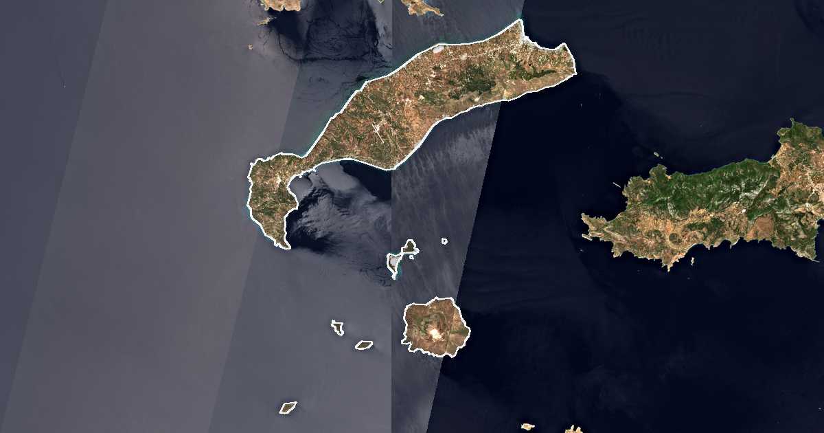 Satellitenbild mit eingezeichneter Grenze: Kos
