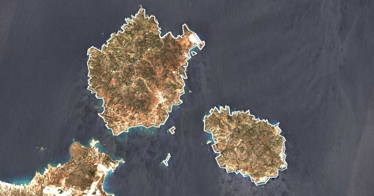 Satellitenbild mit eingezeichneter Grenze: Kimolos