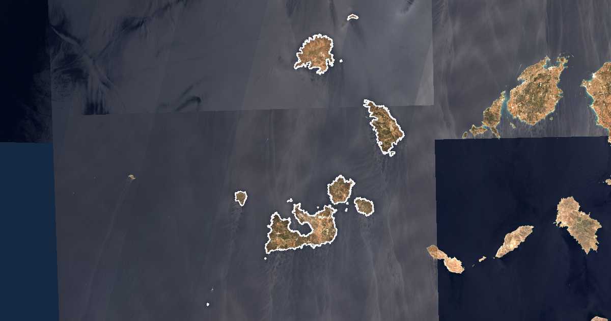 Satellitenbild mit eingezeichneter Grenze: Milos