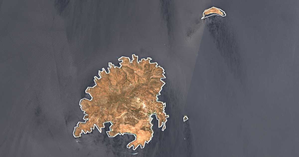 Satellitenbild mit eingezeichneter Grenze: Serifos