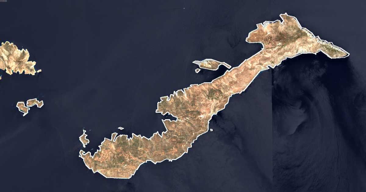 Satellitenbild mit eingezeichneter Grenze: Amorgos