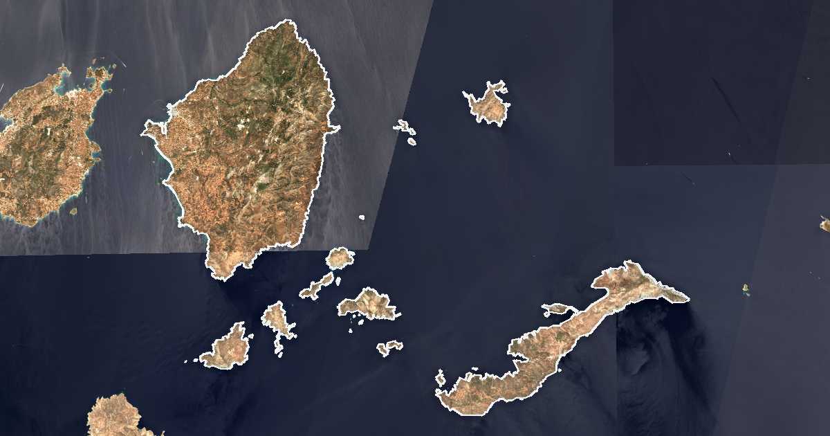 Satellitenbild mit eingezeichneter Grenze: Naxos